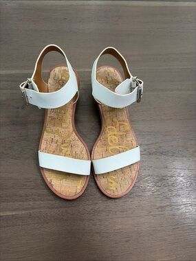 Ina White Ankle Strap Sandals with Cork Insole